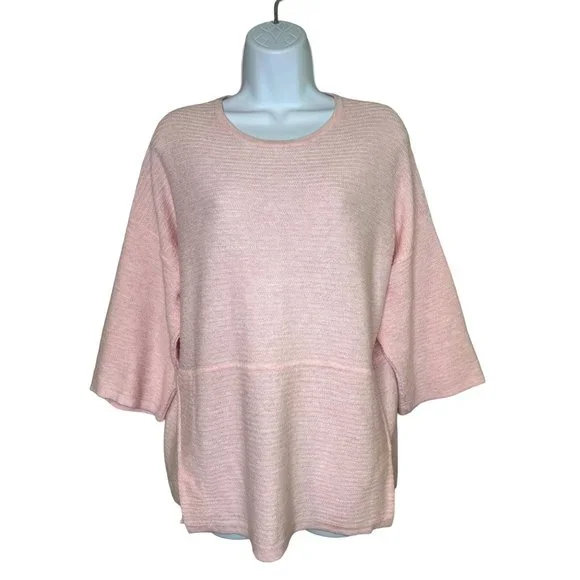J. Jill Pure Jill Pink Cotton Pullover Top Half Sleeve Oversized Size Small - Picture 1 of 5